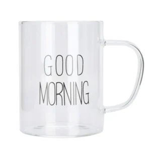 لیوان شیشه‌ای شفاف مدل Good Morning