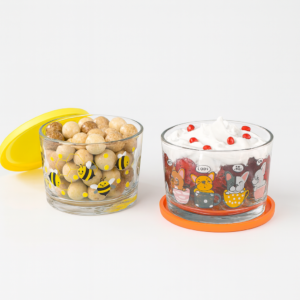 ظرف شیشه ای 190 میل عروسکی 2 عددی